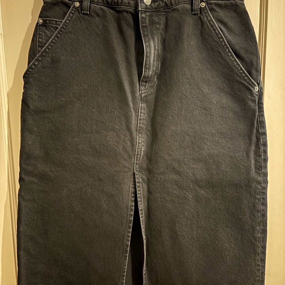 Free People size 29 midi black denim skirt